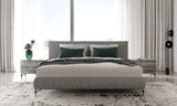 Aria - Italian Modern Multi Grey Bed and Two Nightstands