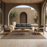 Sintra - Outdoor Grey Fabric + Eucalyptus Sofa Set
