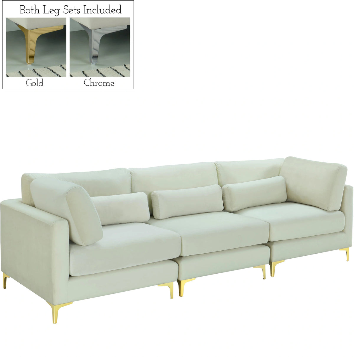 Julia Cream Velvet Modular Sofa (3 Boxes)