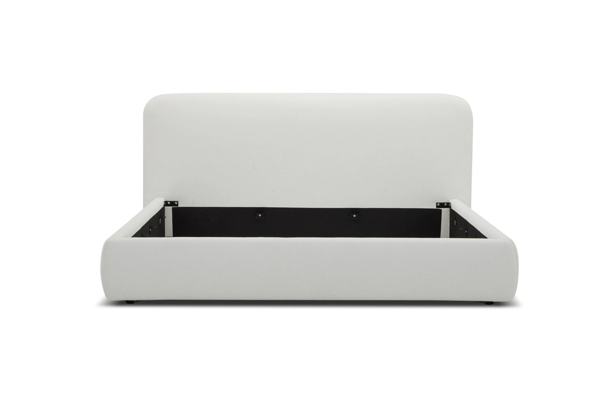 Liam - Modern Ivory Fabric Upholstered Bed