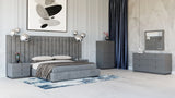 Buckley - Modern Grey & Black Stainless Steel Bed w/ Nightstands