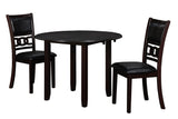 GIA 42" DINING DROP LEAF TABLE W/2 CHAIRS-EBONY