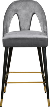 Akoya Grey Velvet Stool