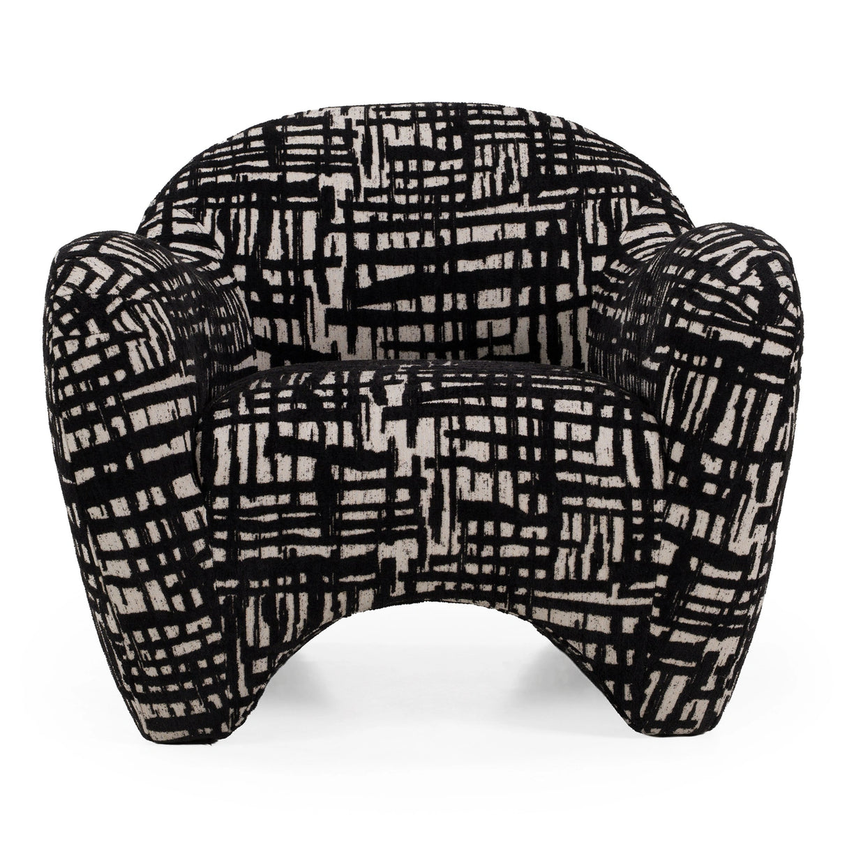 Hurd - Modern Black + Beige Pattern Fabric Accent Chair