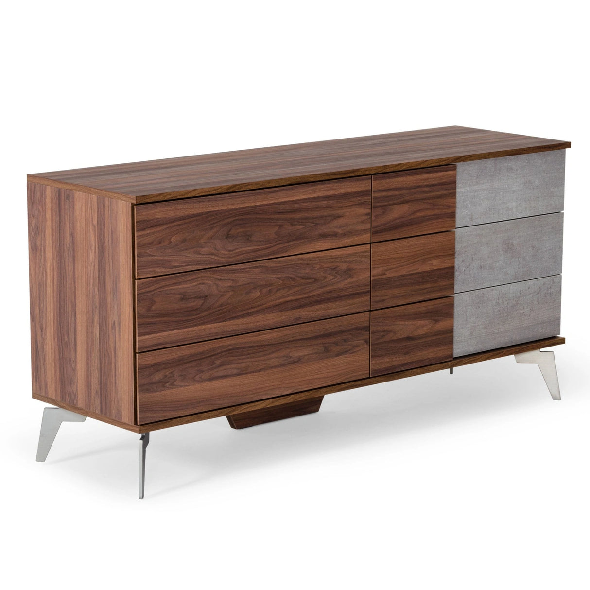 Palermo - Italian Modern Faux Concrete & Walnut 4-Piece Bedroom Set