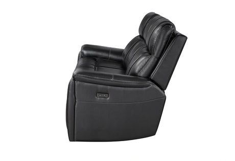 U8880 Black Leather Power Reclining Sofa