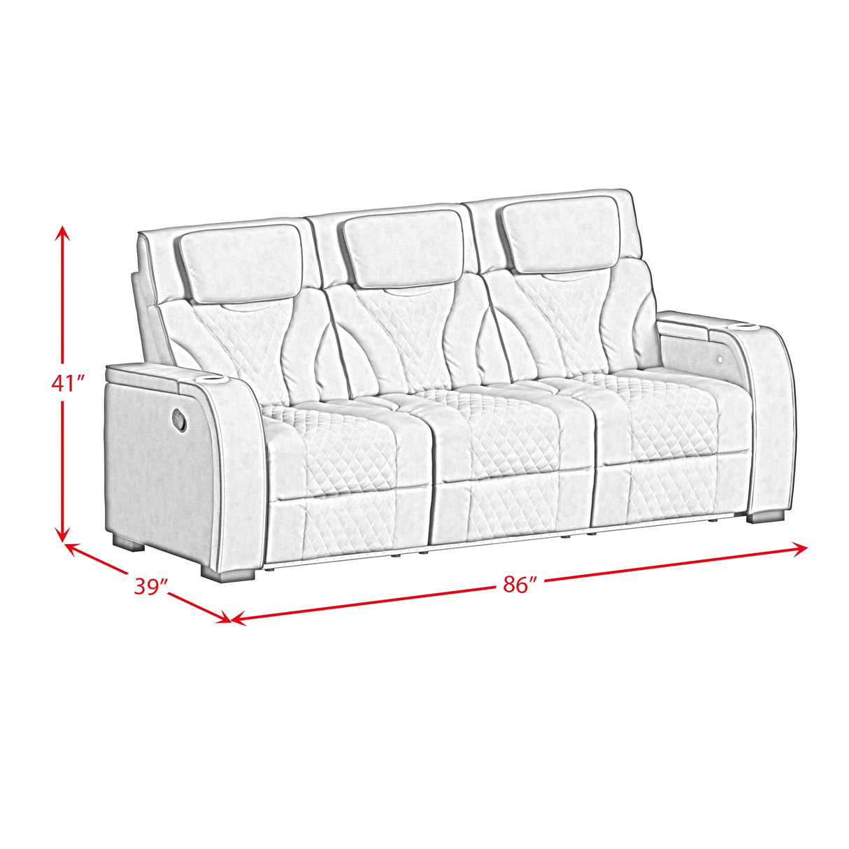 Blitz Motion Sofa with DDT, Reading Light, Wireless Charger and LED