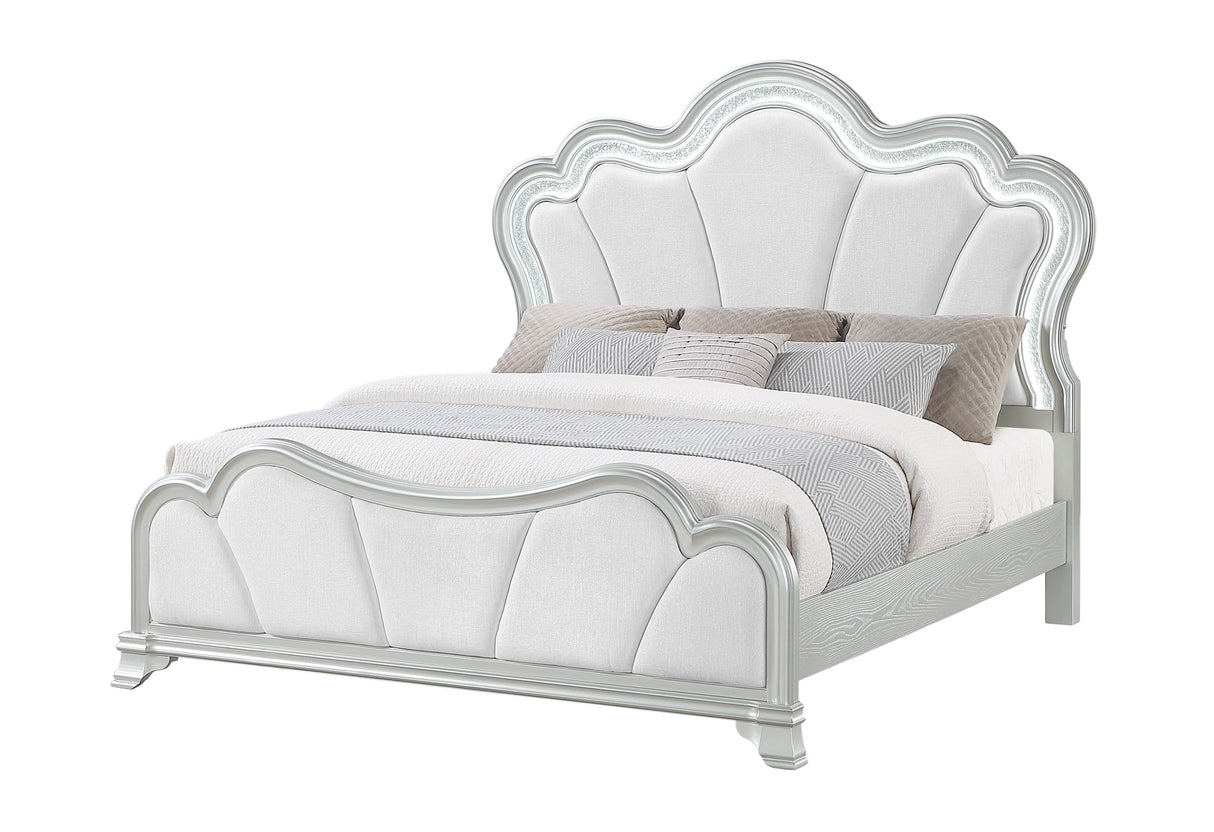 Aria Silver Bed with LED