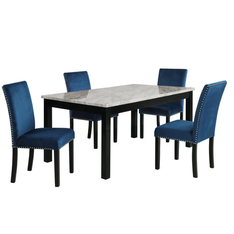 Celeste 64" Dining Table-Espresso/Faux Marble