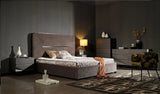 Duke Modern Grey Velvet & Black Gun Chrome Bedroom Set