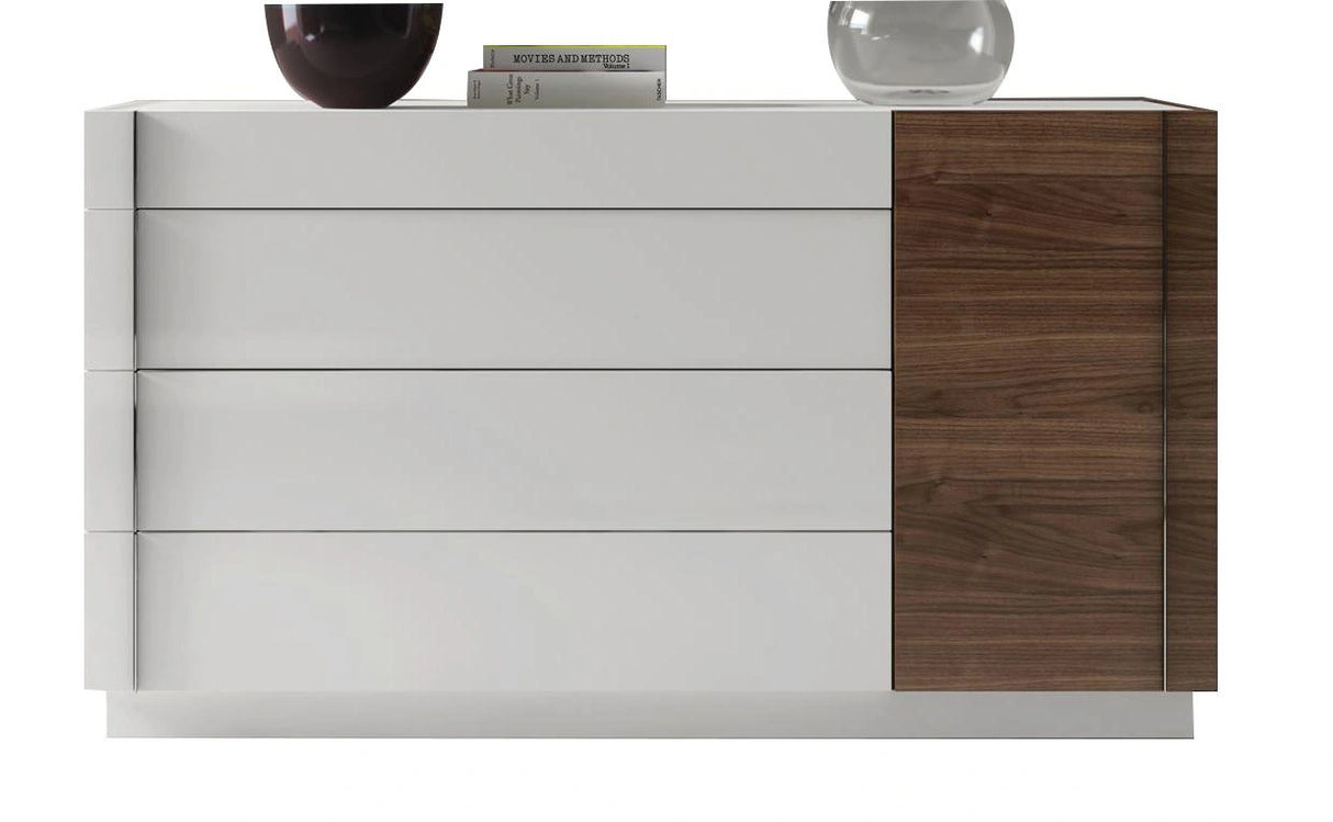 J&M Furniture Lisbon Dresser in White/Beige/Walnut