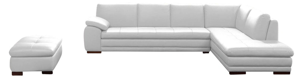 J&M Furniture 625 Italian Leather Sectional RAF in White
