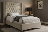 Aiden Cream Velvet Twin Bed
