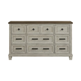 Farmington 9-Drawer Dresser in Medium Brown and Washed Stone