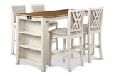 AMY 60" COUNTER TABLE+CHAIRS W/STG (5 PC) -2 TONE BISQUE
