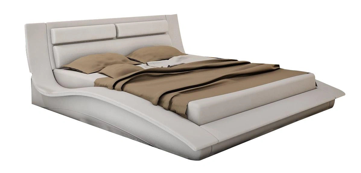 J&M Wave Queen Curve Panel Bed in White