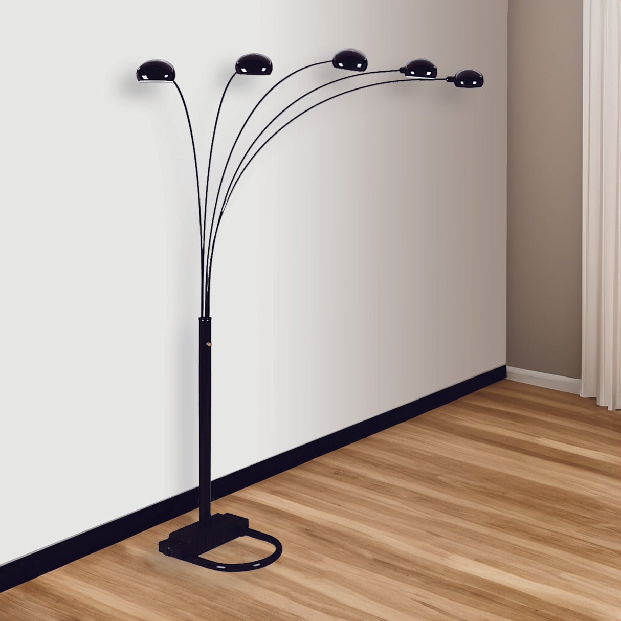 PEACOCK SHADE FLOOR LAMP BK 82 H