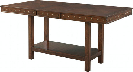 Elements International Prescott Counter Height Dining Table in Walnut image