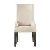 Elements International Stone Upholstered Side Chair (Set of 2) in Cream/Dark Ash