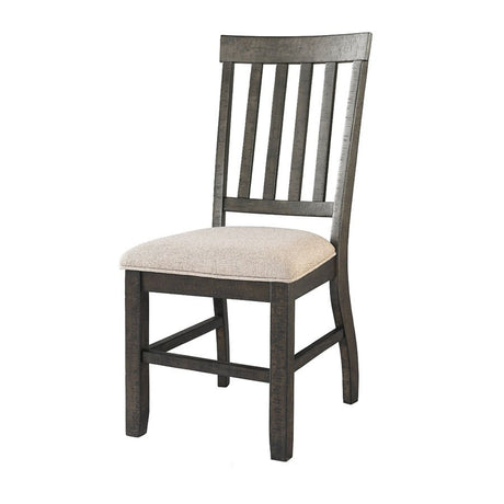 Elements International Stone Ladder Back Side Chair (Set of 2) in Cream/Dark Ash image