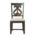 Elements International Stone Swirl Back Side Chair (Set of 2) in Cream/Dark Ash