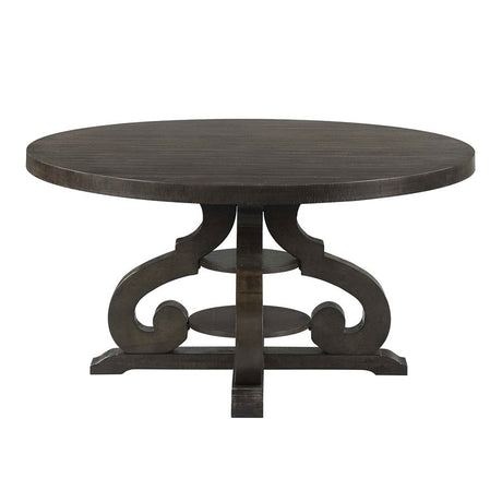 Elements International Stone Round Dining Table in Dark Ash image