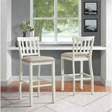 Elements International Stone 30 Inch Bar Slat Back Stool (Set of 2) in White