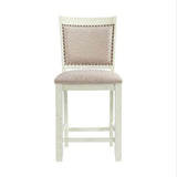 Elements International Stone Counter Height Upholstered Swirl Back Side Dining Chair (Set of 2) in White