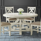 Elements International Stone Round Dining Table in White