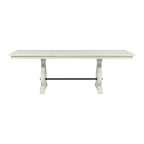 Elements International Stone Counter Height Dining Table in WhiteC image