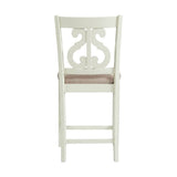 Elements International Stone Counter Height Swirl Back Side Dining Chair (Set of 2) in White