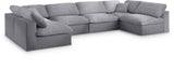 Serene Grey Linen Fabric Deluxe Cloud Modular Sectional