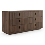 Daystar + Roma - Modern Dark Brown Velvet + Walnut 4-Piece Bedroom Set
