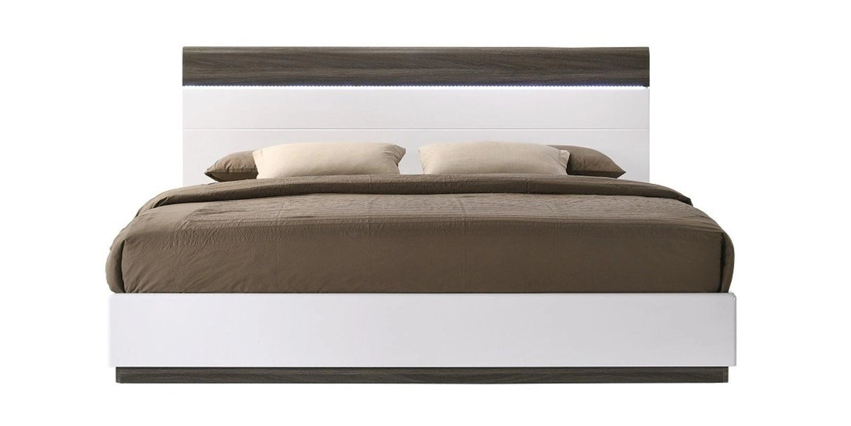 J&M Furniture Sanremo B King Panel Bed in Walnut Veneer