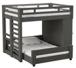Elements International Cali Kids Twin Over Full Basic Loft Bed with Desk in Sleek Gray image