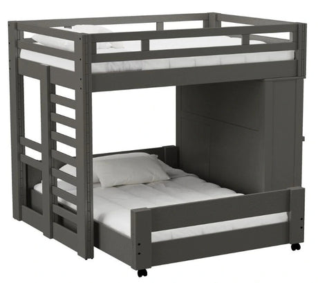 Elements International Cali Kids Twin Over Twin Basic Loft Bed with Desk in Sleek Gray image