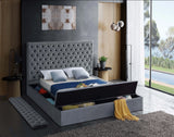 Bliss Grey Velvet King Bed (3 Boxes)