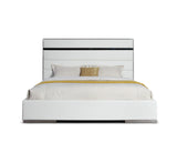 Cartier - Modern White Vegan Leather + Stainless Steel Bedroom Set