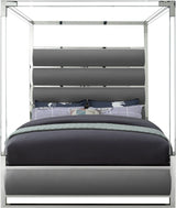 Encore Grey Faux Leather Queen Bed (4 Boxes)