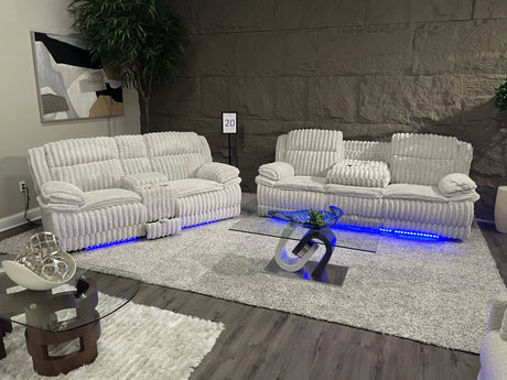 U8686 Black Pwr Rec Sofa W/ LED/Pwr Console Rec Loveseat W/LED