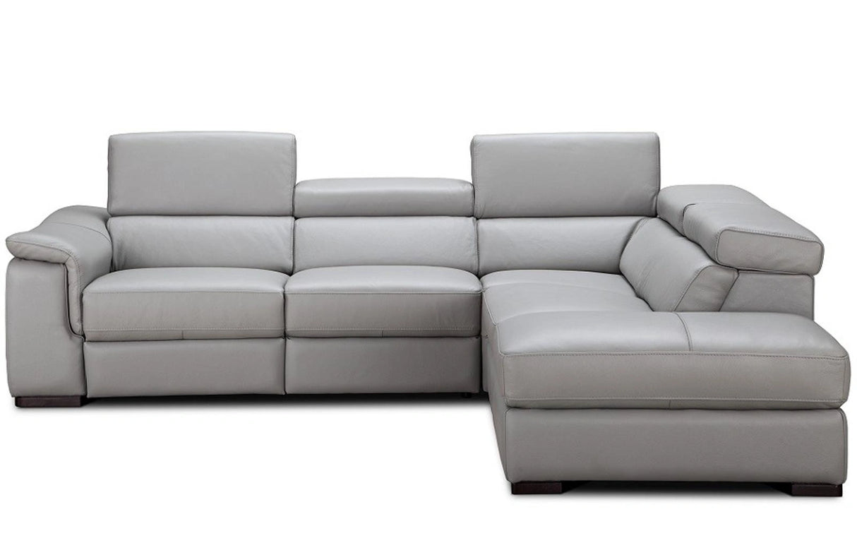 J&M Furniture Perla Right Hand Facing Chaise Sectional in Light Grey