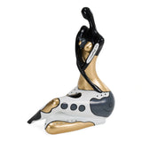 Woman Crossed Legs - Black + White + Gold Sculpture