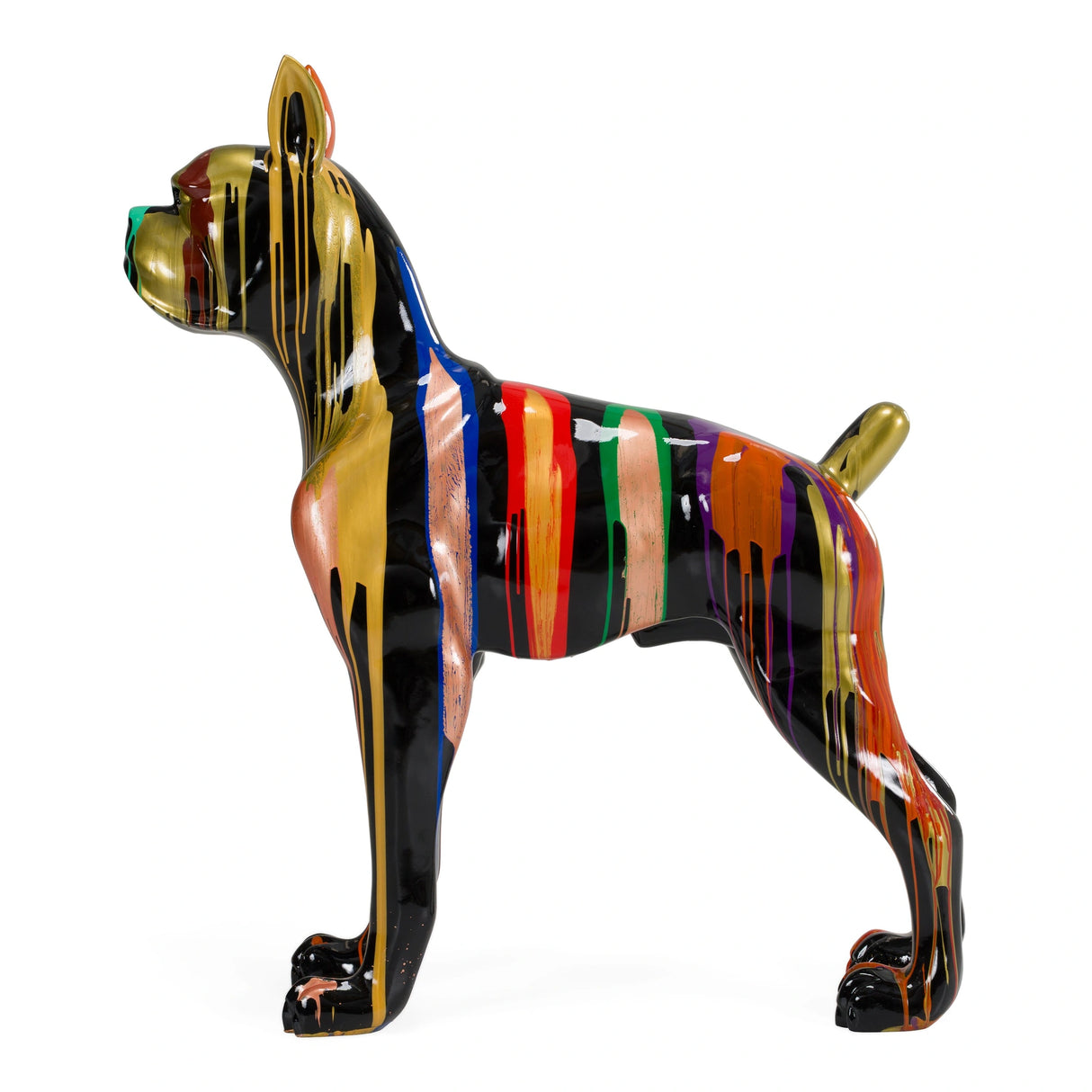 Large Dog - Black + Multi-Color Sculpture