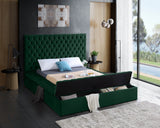 Bliss Green Velvet Queen Bed (3 Boxes)