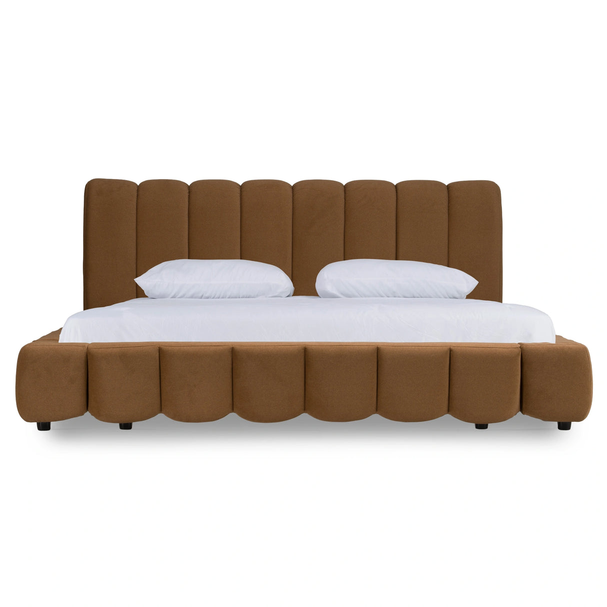 Harris + Roma - Modern Brown Fabric + Faux Travertine 4-Piece Bedroom Set