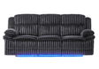 U8686 Black Pwr Rec Sofa with LED, Hidden Drawer and Drop Down Table