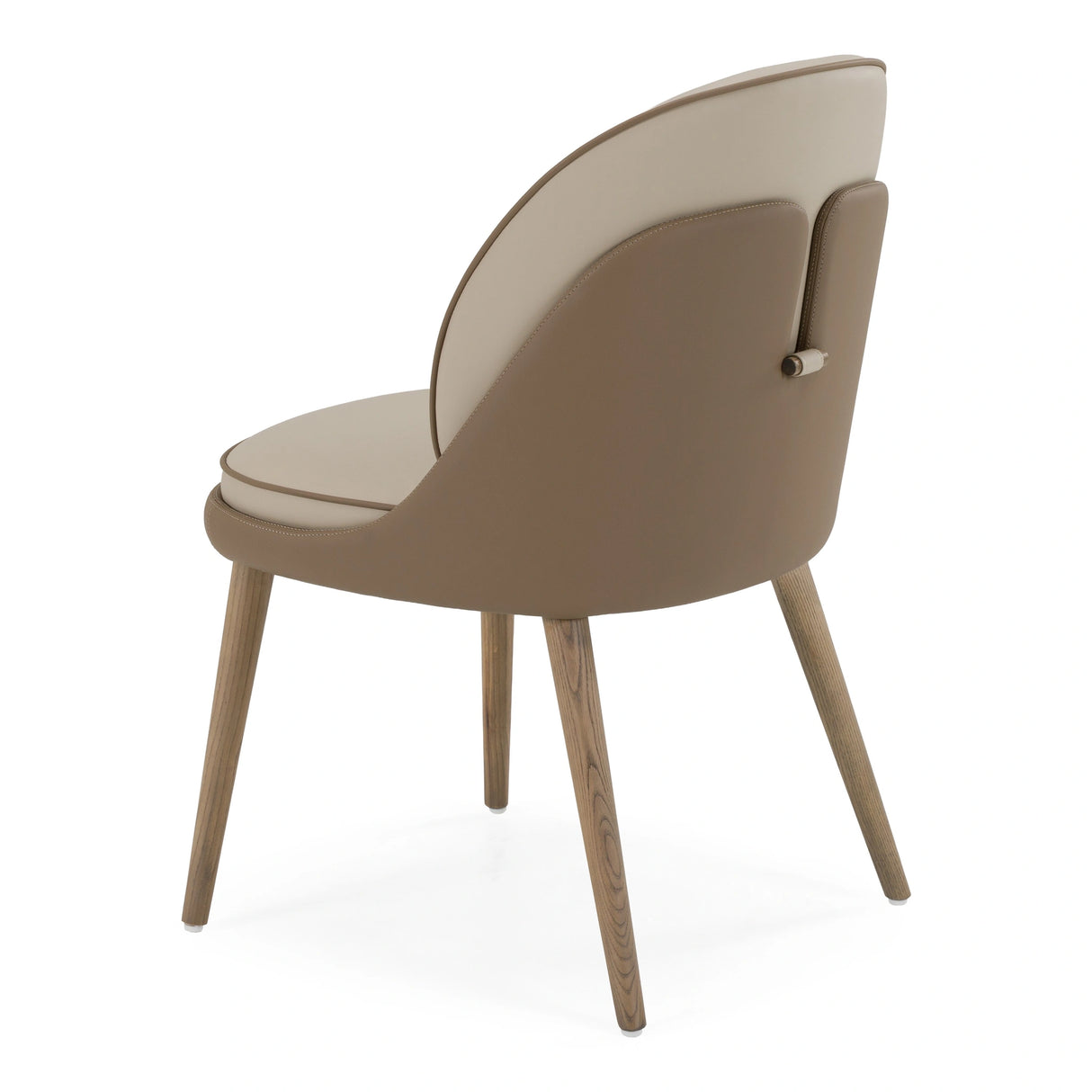 Pangea - Mid-Century Modern Cream & Taupe Vegan Leather + Buckwheat Ash Dining Chair (Set of 2)
