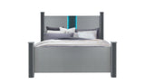 Logan Silver Bed, Dresser, Mirror and Nightstand
