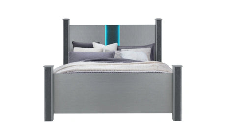 Logan Silver Bed, Dresser, Mirror and Nightstand