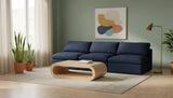 Serene Navy Linen Fabric Deluxe Cloud Modular Armless Sofa